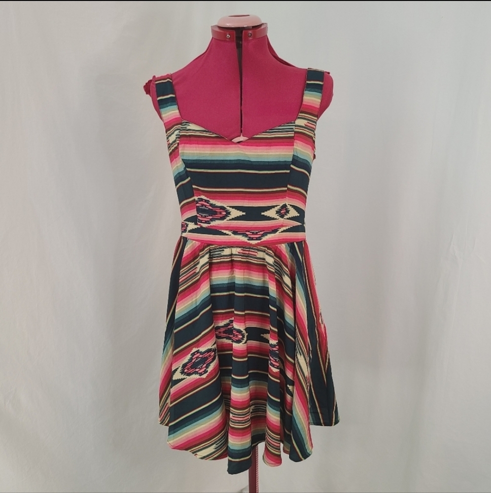 Asos Dress Multicolor Aztec Tribal Print Size 10